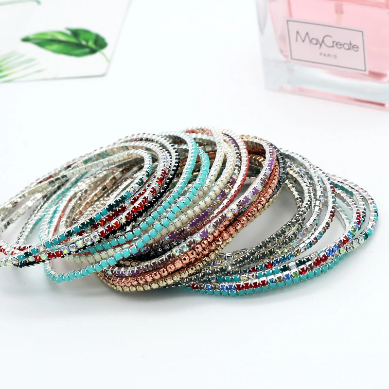 

New Fashion 20pcs/lot Bangle Bracelet Rhinestone Crystal Bracelet Wrap Multilayer Bracelets for women pulseras mulher Jewelry