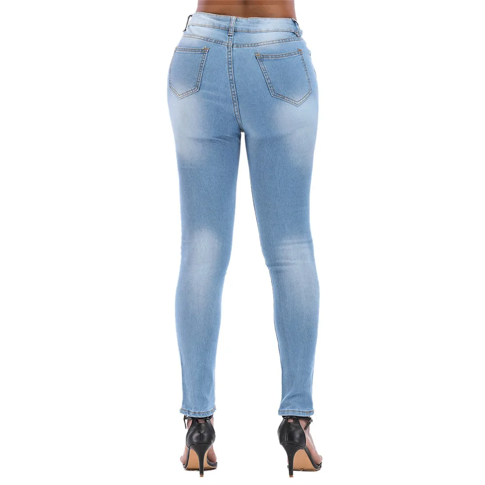 CHAMSGEND, модные женские Стрейчевые джинсы, женские Стрейчевые узкие сексуальные штаны с высокой талией, повседневные обтягивающие джинсы с бисером Fe6