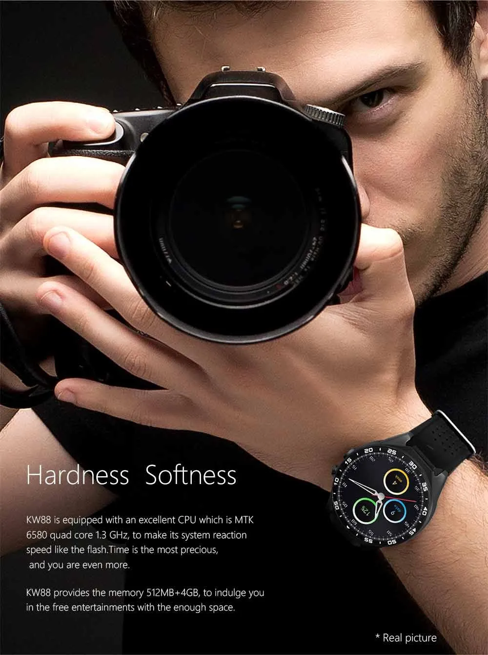 100% Original KW88 Android 5.1 OS Smart Watch Android 1.39 inch MTK6580 SmartWatch phone support 3G wifi nano SIM WCDMA