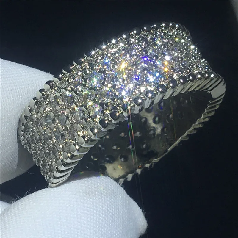 Fashion Tennis AAAAA Cz Stone White Gold Filled Engagement wedding band ring for women Bridal Finger Jewelry | Украшения и