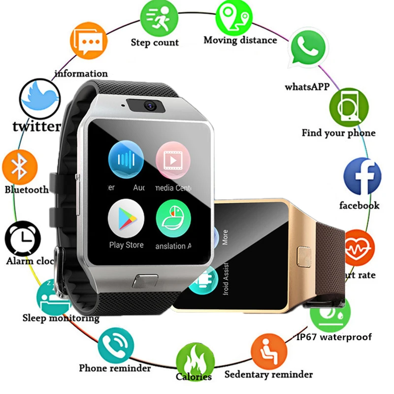 

2019 Brand Smartwatch 3G WIFI Android Smart Watch Bluetooth 4.0 Real-Pedometer SIM Card Call Anti-lost Smartwatch PK DZ09 GT08