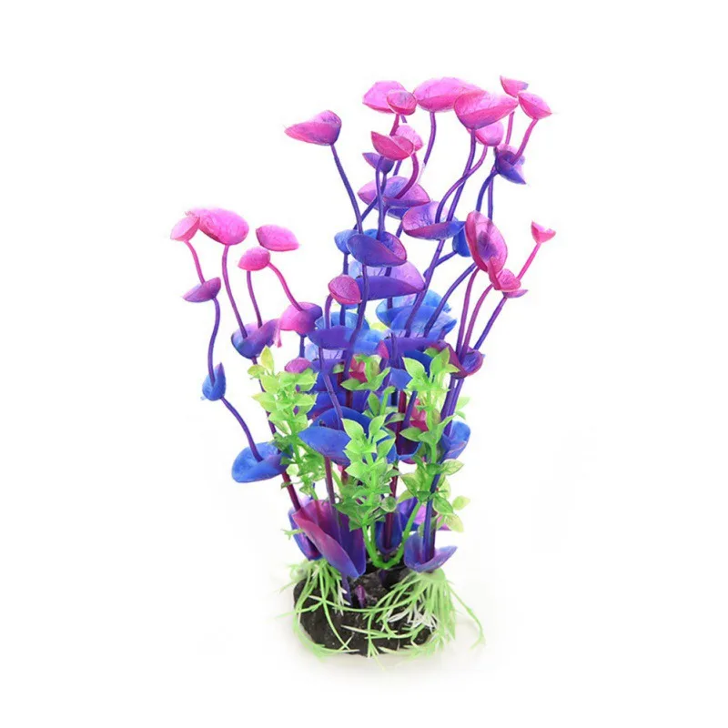 Чудо-трава Пластик аквариумные растения декоративное украшение для аквариум для рыб танк погружной Цветок Трава - Цвет: Фиолетовый