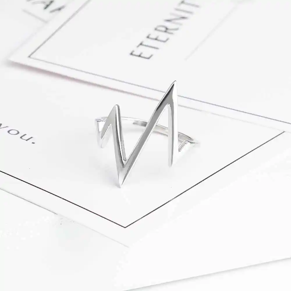 New 925 Sterling Sliver Rings for Women Unique Design Lightning Heartbeat Shape Romantic Style Gift to Girls JewelOra RI102766