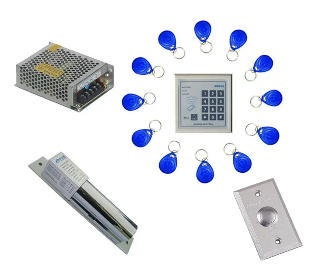 

Free ship,access control kit ,one EM keypad access control +power+electric bolt Lock +exit button +10 EM cards,sn:EM-001