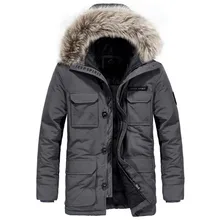 Зимняя куртка на утином пуху, Мужская модная повседневная куртка с капюшоном и меховым воротником, толстая теплая ветровка, зимнее пальто для мужчин размера плюс M-XXXL, парка