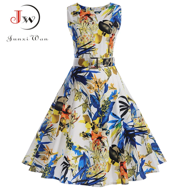 Vestido H Mujer Verano Vintage Sin Mangas Estampado Floral 3 Vestido H Mujer Verano Vintage Sin Mangas Estampado Floral 3