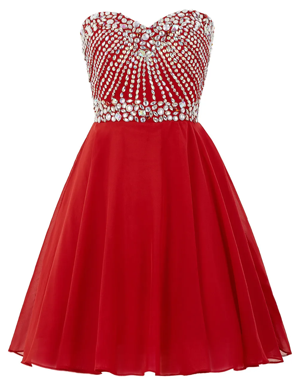 Real Red Short Juniors Cocktail Party Dresses Beaded Crystals A line