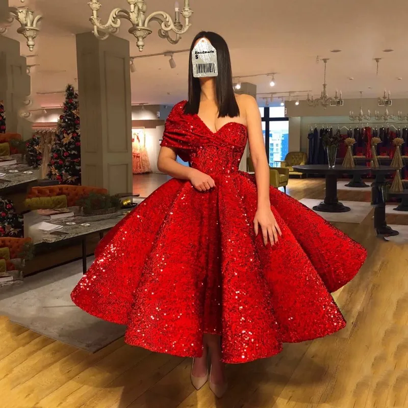 Sequins Evening Dresses Red Robe de soiree Abendkleider Evening Gowns A Line Puffy Arabian Evening Dress Long Ankle Length Sequins Evening Dresses Red Robe de soiree Abendkleider Evening Gowns A Line Puffy Arabian Evening Dress Long Ankle Length