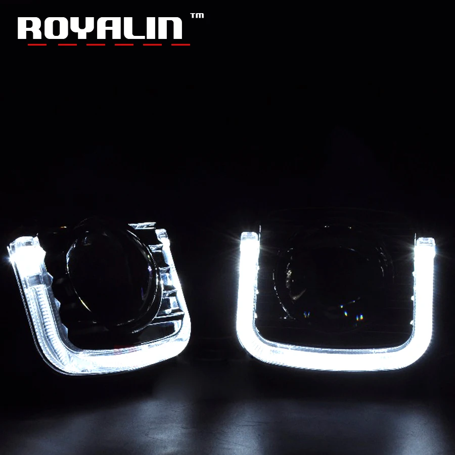 ROYALIN LED DRL Angel Eyes Shrouds U Flat Daytime Running Light Auto Car Styling Bi-xenon Projector Lens For Koito Q5 Hella источник света для авто sinolyn q5 koito