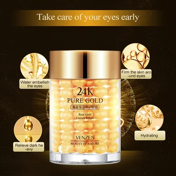 

24k Gold Eye Care Essence Moisturizing Firming Skin Anti-puffiness Anti-Aging Remove Dark Circles Eye Bags Fat Granule Eye Cream