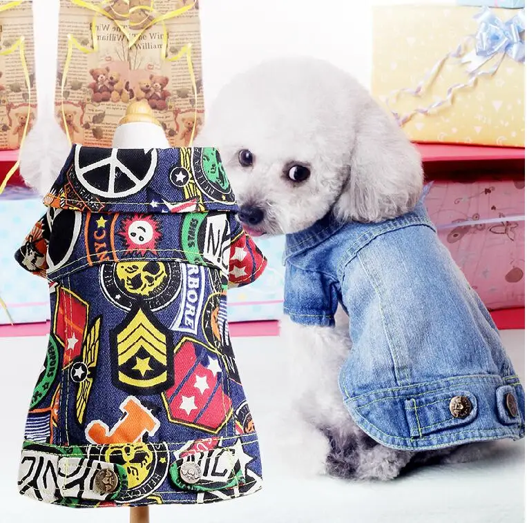 Весенне-осенняя джинсовая одежда для маленьких собак джинсовая куртка в ковбойском стиле для собак куртка для маленьких собак XXS XS s m l