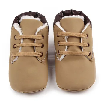 

Winter Brown Lace-up Baby Snow Boots Shoes Infant Casual Warm Plush Soft Sole Booties Toddler Boys Girls First Walkers.CX194B