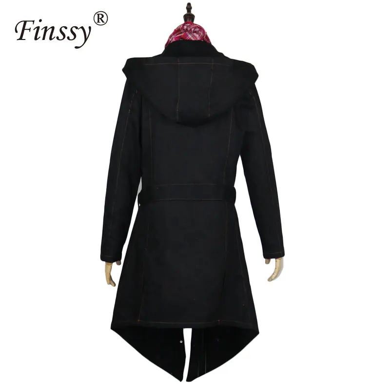  Funny Fashion For Game PUBG Winner Cosplay Trench Coat Black Print Button hooded Jacket Cloak New C