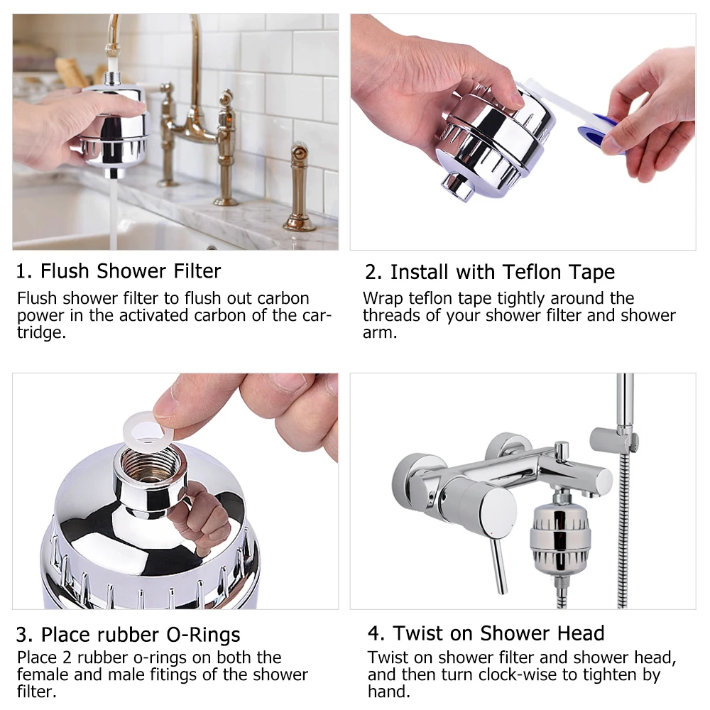 Shower Filter 12 Stage Alkaline Shower Water Filter Softener Purifier Chloramine Removal Easy to Install Filters Cartridge Deals (5)
