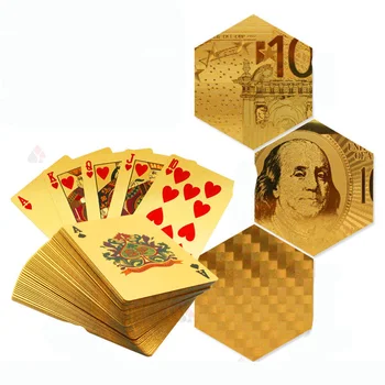 

Gold/Silver Waterproof Foil Plated Poker Premium Matte Plastic Board Games Playing Cards For Gift Collection