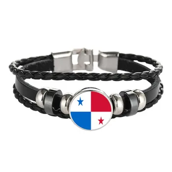 

New Fashion Panama Flag Bracelets Trendy Leather Panama Bracelets For Women Men