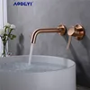 Matt Black Brass Faucet Wall Mount Washbasin Taps Single Lever Bathroom Sink Faucets Hot and Cold Water Mixer Brushed Gold Tap ► Photo 2/6