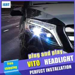 Стайлинга автомобилей сборки фар 2017 для Benz vito светодиодный DRL Объектив Двойной Луч H7 hid комплект с 2 шт