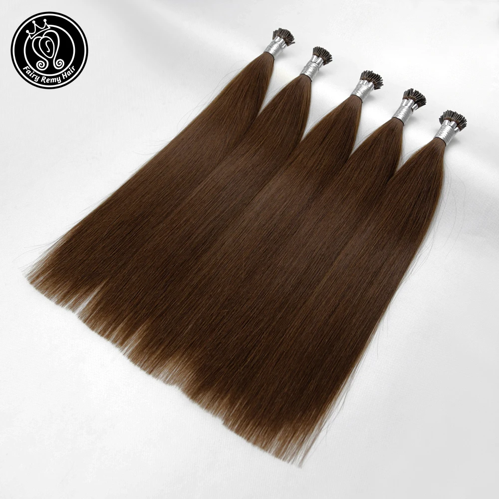 Сказочные волосы remy 0,8 г/локон 1" 18" 2" настоящие волосы Remy I Tip для наращивания темно-коричневого цвета кератиновые бонды натуральные волосы Малайзия на Капсулах