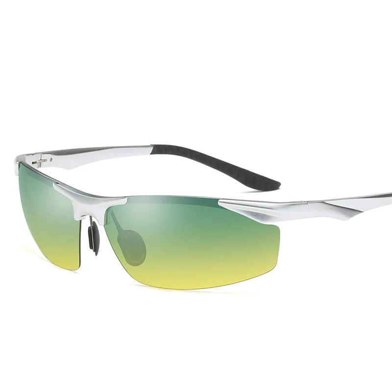 YSO солнцезащитные очки Для Мужчин Поляризованные UV400 алюминия и магния рамки HD Ночное видение вождения очки без оправы аксессуар для Для мужчин 2206 - Цвет линз: Silver-GreenYellow