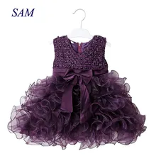 Платье для девочек, vestidos, Летний Детский костюм, в американском и Европейском стиле, платье принцессы с бантом; детское многослойное платье для детей без рукавов расшитое жемчугом, платья для выпускного бала