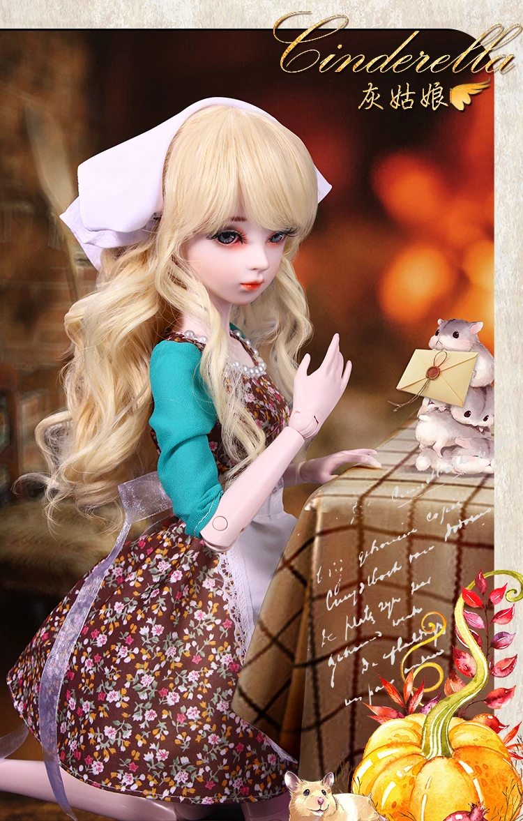 Presente para o Ano Original Artesanal Princesa Cinderela Bonecas Conjunto Completo Grande Bjd 1 - 3 Fadas Meninas Boneca 23 Joint Girl Brinquedos Novo 60cm 5 Cheap Bonecas