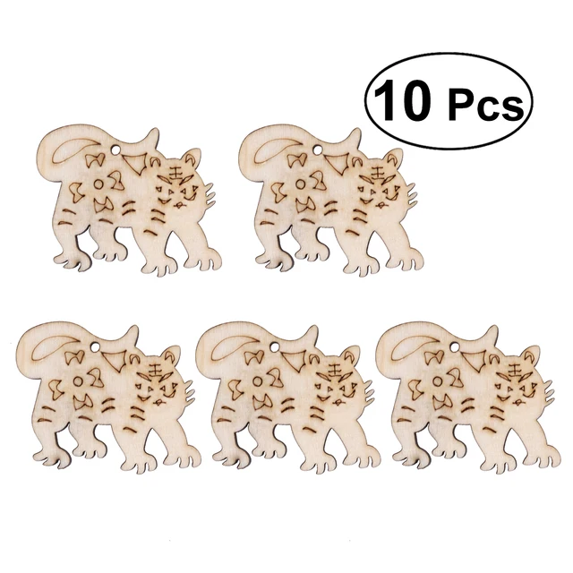 10 pcs unfinished wood chips cutouts wooden ornaments chinese zodiac