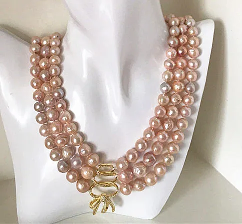 

3rows freshwater pearl baroque multicolor reborn keshi necklace 18-20inch wholesale beads FPPJ