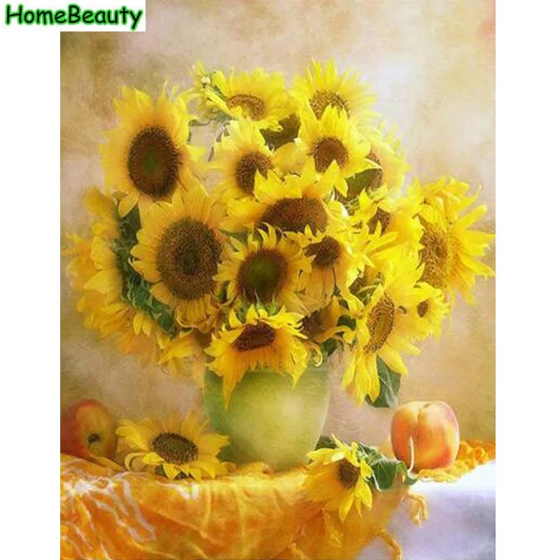 

Home Beauty painting calligraphy diy oil pictures by numbers wall decor coloring by number sunflowers acrylic drawing JY004