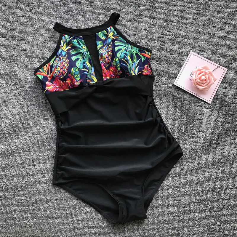 Sexy Mesh Swimsuit One Piece Swimwear Women Plus Size Bathing Suit Push Up Monokini 2019 Dot Bather Female Beach Swimming Suits 23