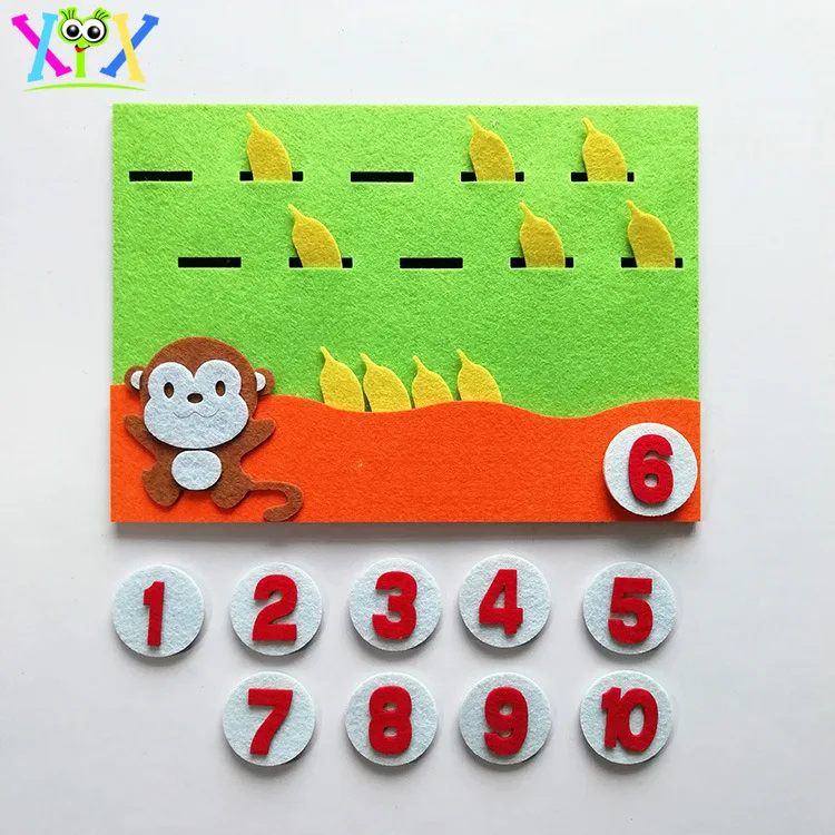  Toys for Children Diy Kindergarten Non-woven Wall Sticker Animals Eating Food Early Education Monte - 32980924800