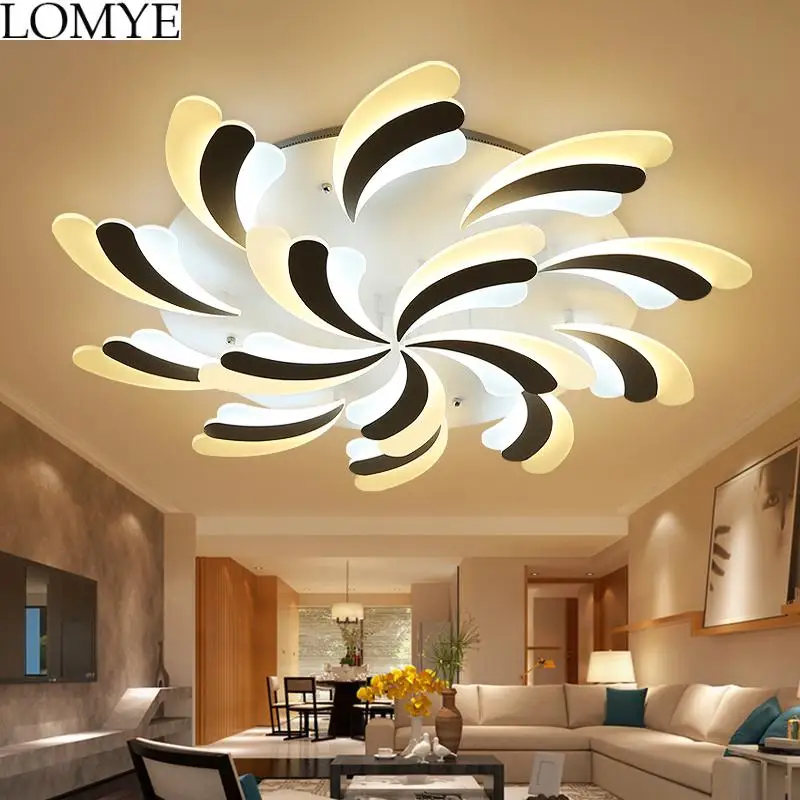 

Nordic Flower Plume Led Ceiling Chandeliers Lights Lustre Acrylic Bedroom Dimmable Led Chandelier Lighting Luminaria Fixtures