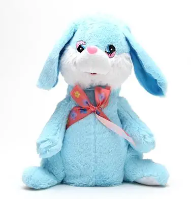 Kawaii голубой/розовый Детские Вещи плюшевый Игрушечный Кролик электронный питомец подвесная кукла уши Танцы пение детей Интерактивные мягкие в подарок A089 - Цвет: blue