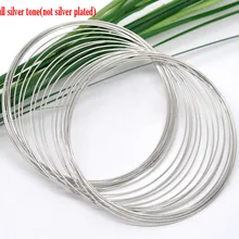 DoreenBeads стальная проволока с памятью бисер компоненты браслетов Круглый Серебряный тон 6,5 см(2 4/") Диаметр, 50 петель новинка