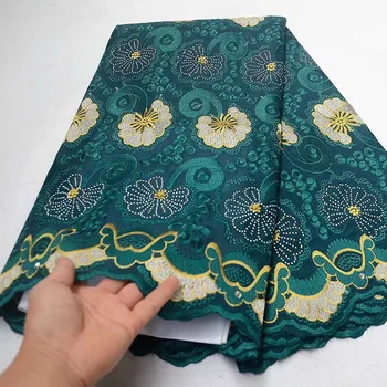

African Swiss Voile Lace In Switzerland High quality 100% Cotton Embroidery Lace With Rhinestones wholesale Nigerian voile lace
