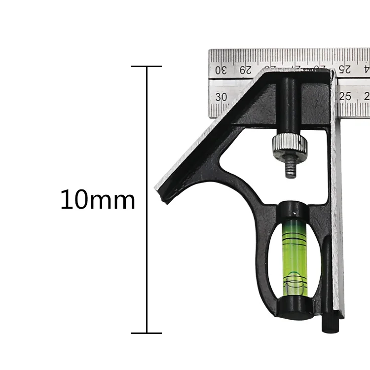 Угловые квадратные измерительные инструменты, набор, Точная Нержавеющая сталь, алюминий, прочная Регулируемая комбинация, спиртовой уровень 1" 300 мм