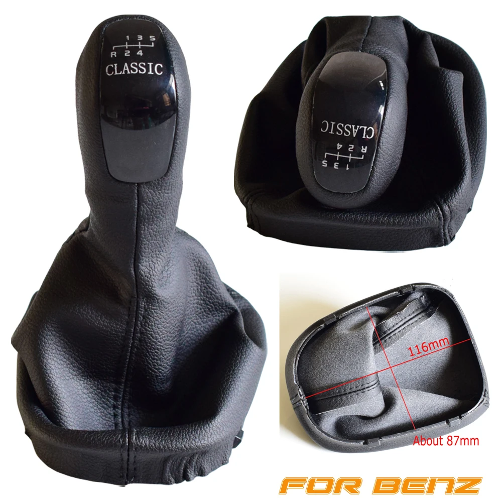 

Black Car 5 6 Speed MT Gear Shift Knob Shifter Leather Gaitor Boot Cover For Mercedes Benz C Class W203 S203 Elegance Classic