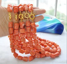 5шт 17-1" 16 мм цилиндр барокко розовое коралловое ожерелье ювелирные изделия кристалл женщин