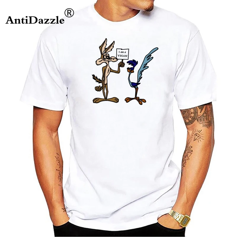 

2018 Newest Wiley Coyote T Shirt men Looney Tunes Road Runner Cartoon Movie tshirt Funny men's Casual tops mens Clothing