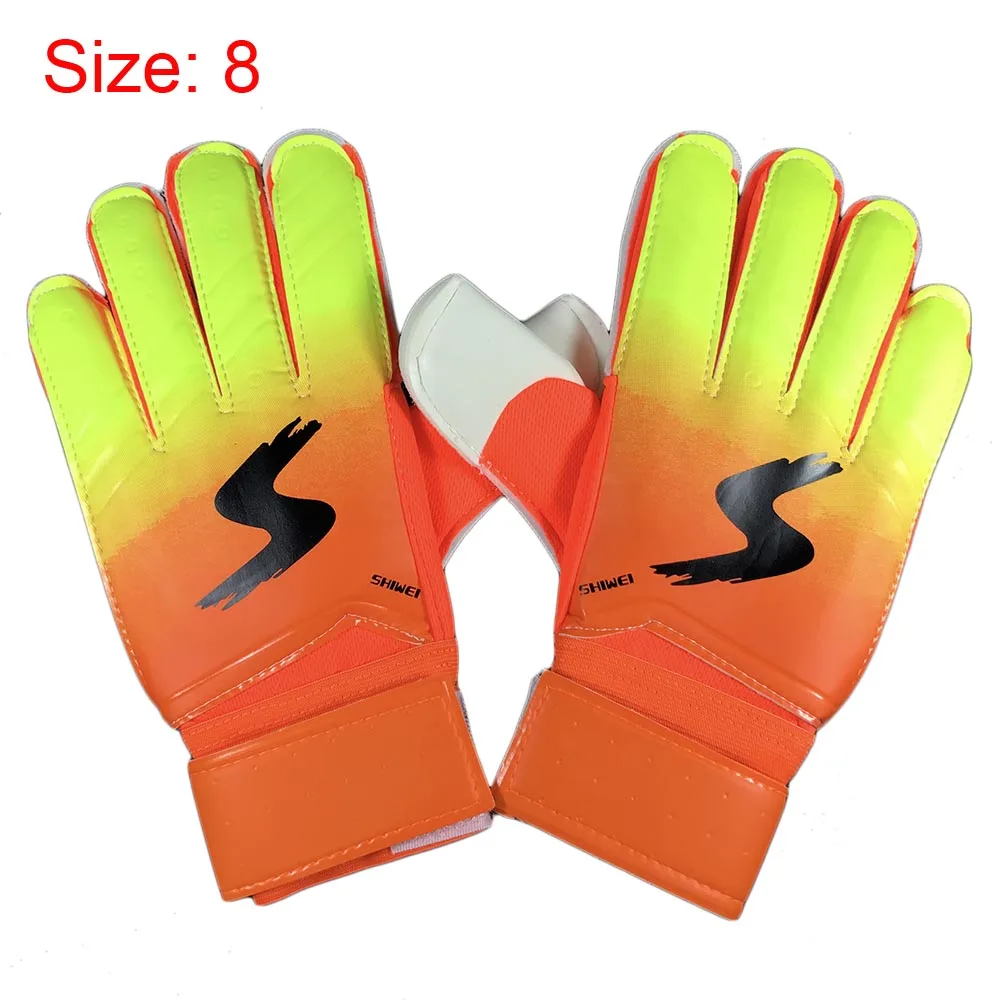 Новые профессиональные перчатки защита пальцев латексный футбольный вратарь перчатки дышащие спортивные футбольные перчатки 3 цвета - Цвет: orange size 8