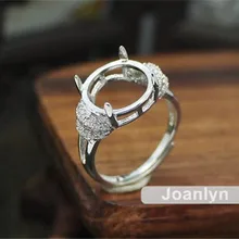 Joanlyn кольцо для 12 мм круглые Кабошоны или ограненные драгоценные камни покрытые белым золотом 925 серебро Циркон регулируемый ремешок JZ048