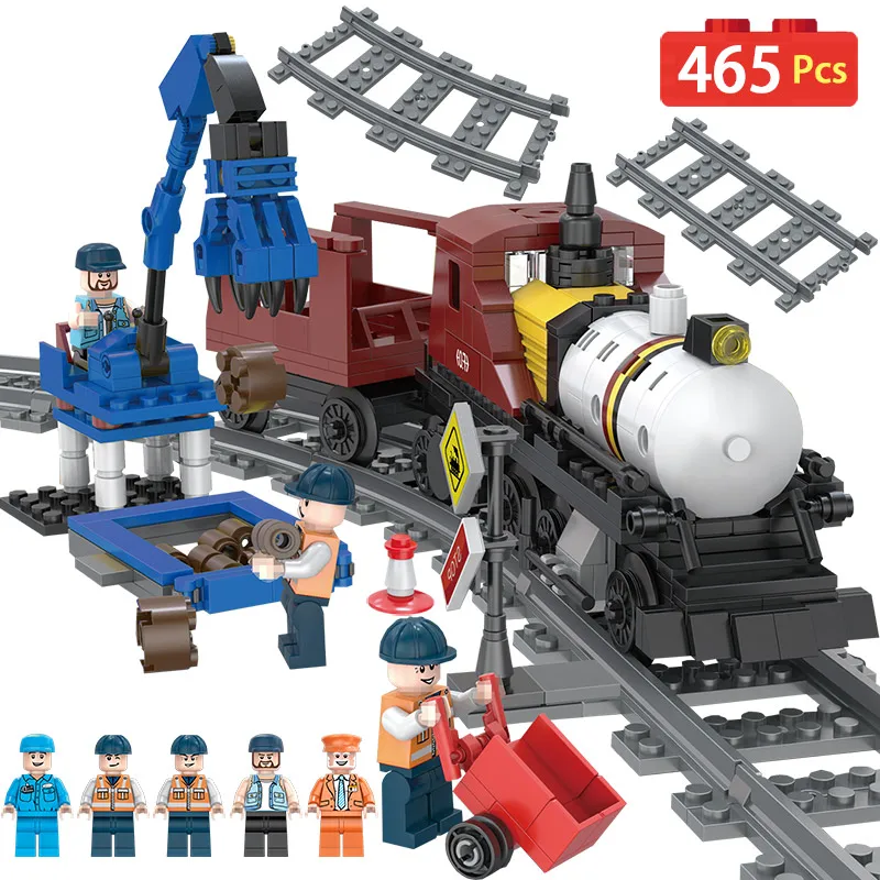 

2018 Hot Engineering Train Building Blocks Compatibe LegoINGLYS City Track Train Station Architecture Toy for Children Gift
