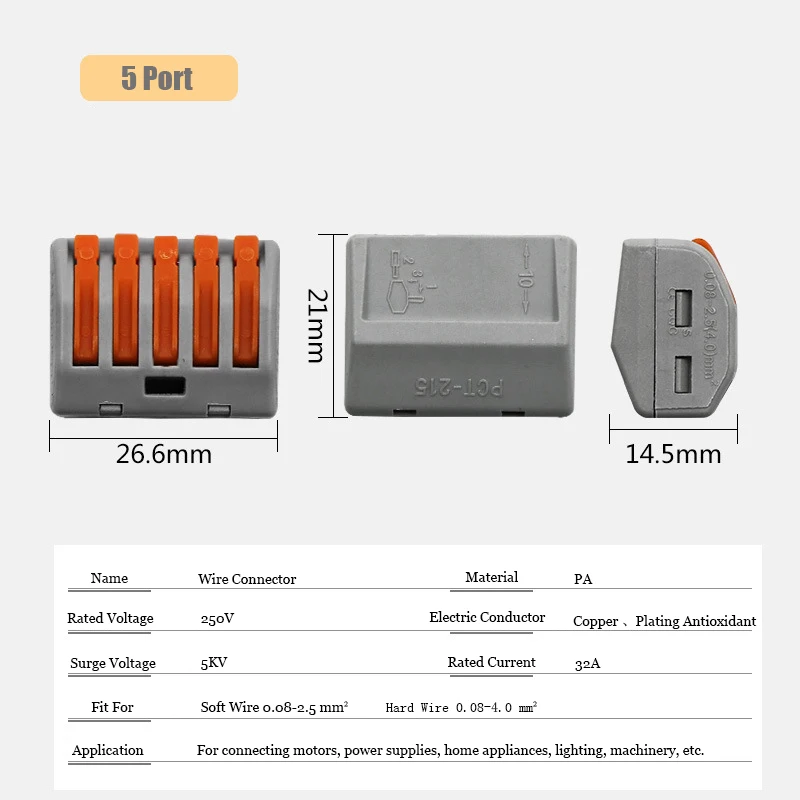 5 шт. 2 Pin 3 Pin 5 Pin провода клеммные колодки PCT-212 PCT-213 PCT-215 клеммный блок провода компактный Универсальный разъем 0,08-4.0mm2