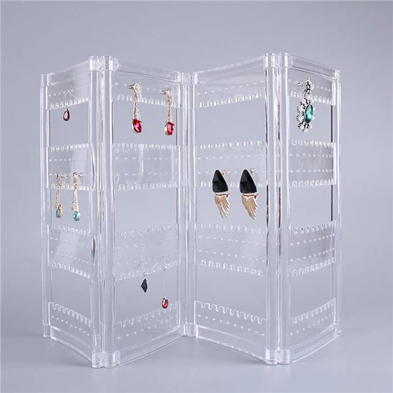 New Top Sale Plastics Earring Storage Doors Design Nice Jewelry Hanging Holder Rack Acrylics Jewelry Display Stand Earrings