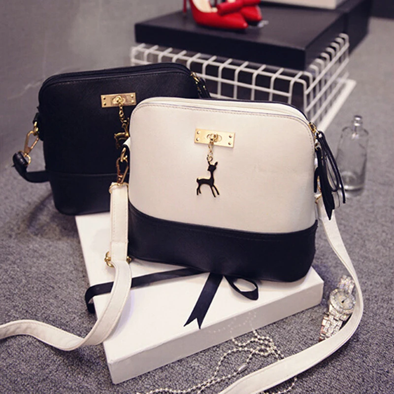 النساء حقائب كتف حقيبة ساعي جلدية صغيرة قذيفة حقيبة الشهيرة العلامة التجارية crossbody حقيبة الغزلان تقسم الاصطدام اللون