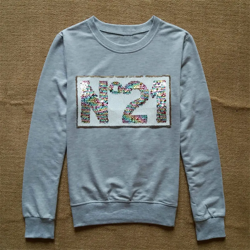 Sudaderas mujer 2017 Осенняя Толстовка N 21 цвета с блестками толстовки спортивный костюм