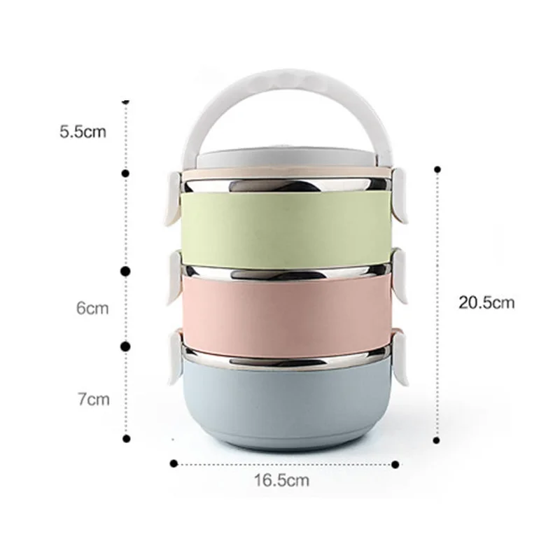 3 Layer Stainless Steel Thermo Bento Lunch Boxs Japanese Food Box Insulated Lunchbox Thermal School Food Container w/ Handle