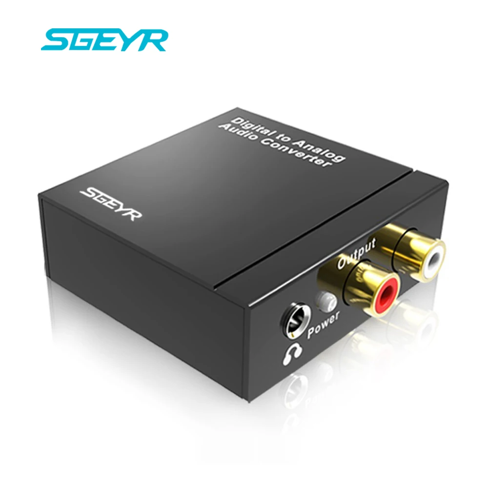 

SGEYR DAC Audio Converter Digital to Analog Optical Toslink Coax to 3.5mm RCA R/L Adapter with 3.5mm Jack Out