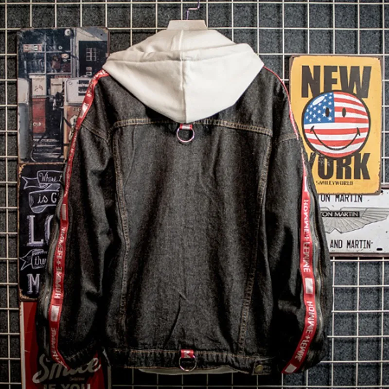 Men\'s Fashion Denim Jacket Men\'s Casual Bomber Jacket Men\'s Hip Hop Men\'s Retro Denim Jacket Jacket Streetwear 2019