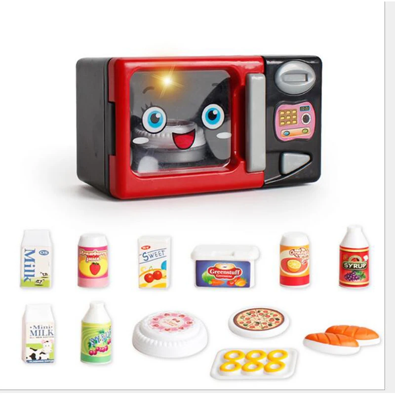 Pretend Play Red Smile Kitchen Toys Household Appliances Microwave Oven Models Set Toy For Girls Children Toys